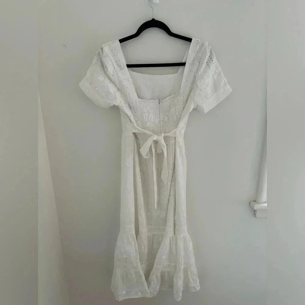 Revolve Adelyn Rae Embroidered Cotton Day Midi Dress - Picture 4 of 5